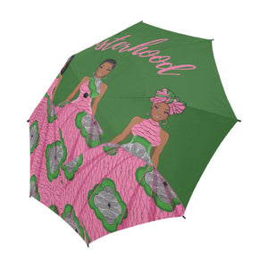 Pink & Green - Semi-Automatic Foldable Umbrella - JazzyStones - One Vision Apparel