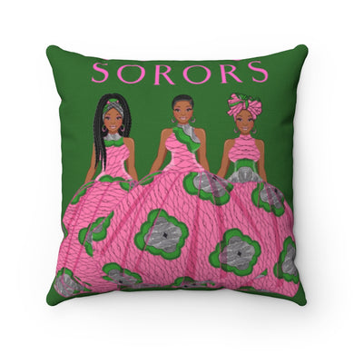 Soror - Pink & Green - Square Pillow - JazzyStones - One Vision Apparel