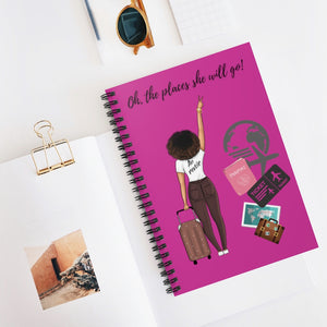 She Travels - Spiral Notebook - Ruled Line (Hot Pink) - JazzyStones - One Vision Apparel
