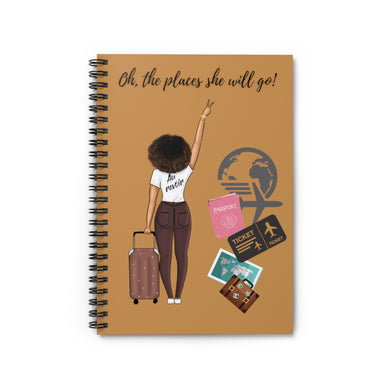 She Travels - Spiral Notebook - Ruled Line (Brown) - JazzyStones - One Vision Apparel