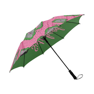 Pink & Green - Semi-Automatic Foldable Umbrella - JazzyStones - One Vision Apparel