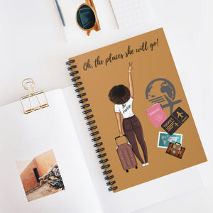 She Travels - Spiral Notebook - Ruled Line (Brown) - JazzyStones - One Vision Apparel