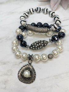 New! Pearls & Black - JazzyStones - One Vision Apparel