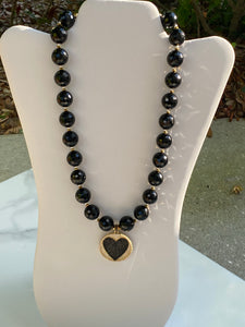Black & Gold Heart Necklace - JazzyStones - One Vision Apparel