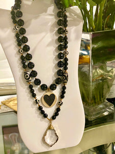 Black & Gold Heart Necklace - JazzyStones - One Vision Apparel