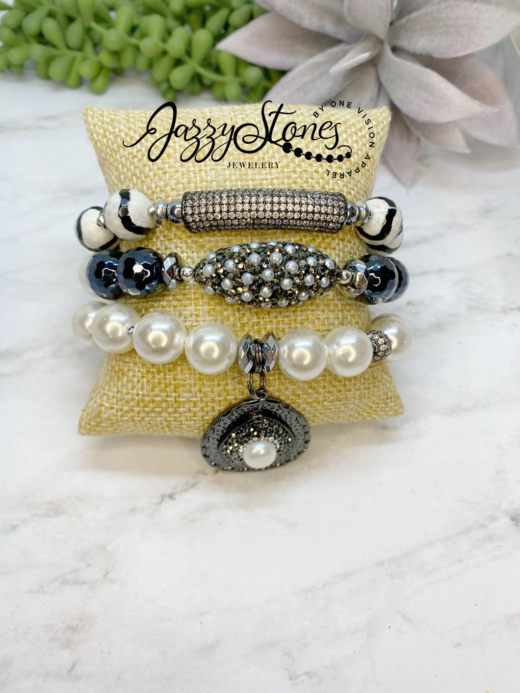 New! Pearls & Black - JazzyStones - One Vision Apparel