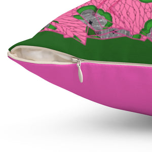 Soror - Pink & Green - Square Pillow - JazzyStones - One Vision Apparel