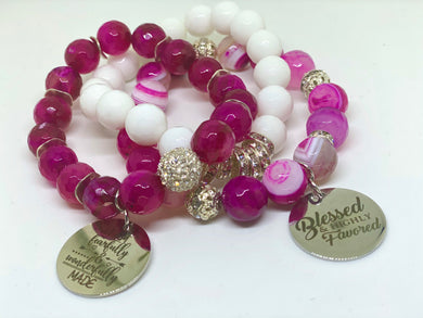 Hot pink & white - One Vision Apparel - JazzyStones 