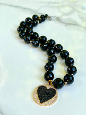 Black & Gold Heart Necklace - JazzyStones - One Vision Apparel