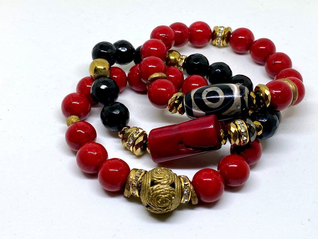 Tibetan, Brass, & Coral - One Vision Apparel - JazzyStones 