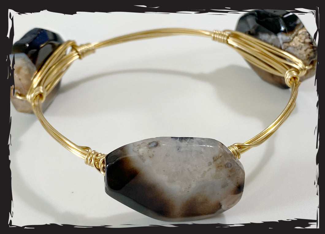 Flower Agate Bangle