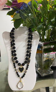 Black & Gold Heart Necklace - JazzyStones - One Vision Apparel